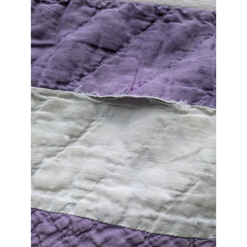Handmade Basket Quilt Vintage Cottagecore Farmhouse Heirloom Patchwork 71 x 76